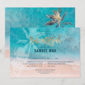 PixDezines surft op, palmbomen, strand ba mitzvah  Kaart (Voorkant / Achterkant)