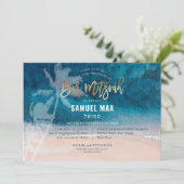 PixDezines surft op, palmbomen, strandbar mitzvah Kaart (Staand voorkant)