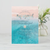 PixDezines surft op stratbat Mitzvah uitnodiging (Staand voorkant)