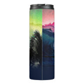 PixDezines Surft Up Hawaiian Beach / Roze / Groen Thermosbeker (Achterkant)