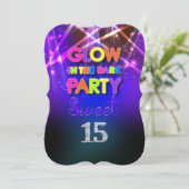 PixDezines Sweet 15/Glow Party Kaart (Staand voorkant)