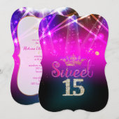 PixDezines Sweet 15, Laser Lights/Neon Lights Kaart (Voorkant / Achterkant)