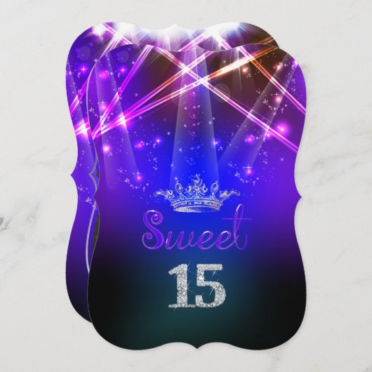 PixDezines Sweet 15, Laser Lights/Neon Lights Kaart (Voorkant / Achterkant)