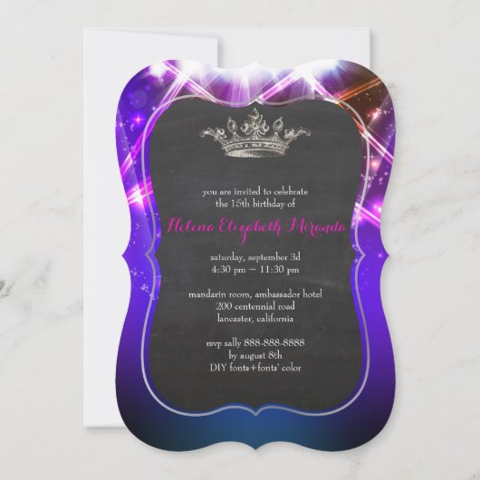 PixDezines Sweet 15, Laser Lights/Neon Lights Kaart (Achterkant)