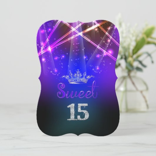 PixDezines Sweet 15, Laser Lights/Neon Lights Kaart (Staand voorkant)