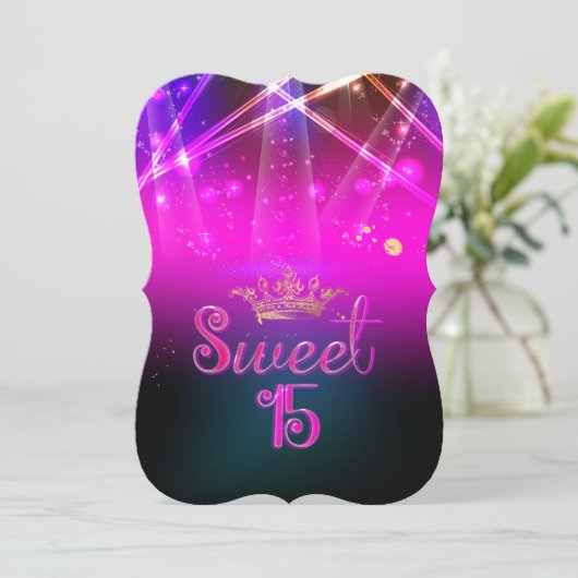 PixDezines Sweet 15, Laser Lights/Neon Lights Kaart (Staand voorkant)