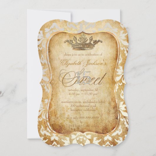 PixDezines Sweet 15/prinses/ivoorvocht Kaart (Achterkant)