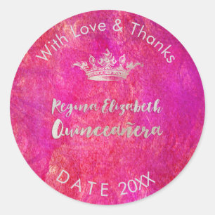 PixDezines Sweet 15/Silver Crown/DIY Hartelijk dan Ronde Sticker