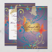 PixDezines Sweet 16/Butterfiles/Swirls/Dragonflies Kaart (Voorkant / Achterkant)