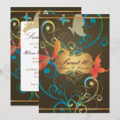 PixDezines Sweet 16/Butterfiles/Swirls/Dragonflies Kaart (Voorkant / Achterkant)