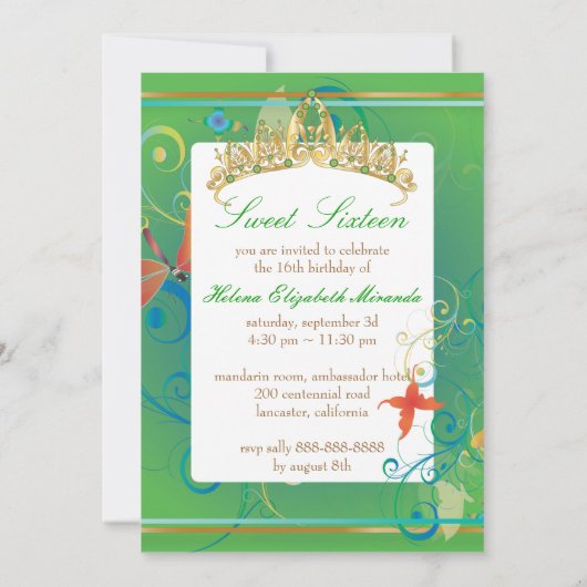 PixDezines Sweet 16/Butterfiles/Swirls/Dragonflies Kaart (Achterkant)