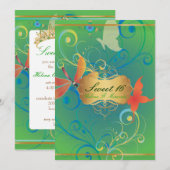 PixDezines Sweet 16/Butterfiles/Swirls/Dragonflies Kaart (Voorkant / Achterkant)