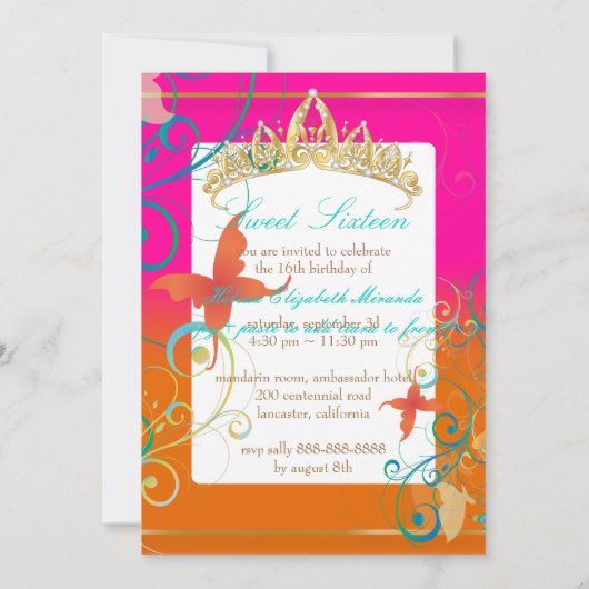 PixDezines Sweet 16/Butterfiles/Swirls/Dragonflies Kaart (Achterkant)