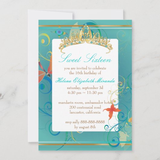 PixDezines Sweet 16/Butterfiles/Swirls/Dragonflies Kaart (Achterkant)