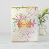 PixDezines Sweet 16/Butterflies+Dragonfly+Rainbows Kaart (Staand voorkant)