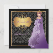 PixDezines Sweet 16 Damask/Quinceañera/Quince años Kaart (Voorkant)