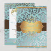 PixDezines Sweet 16/ Damask/tiara/diy kleuren Kaart (Voorkant / Achterkant)