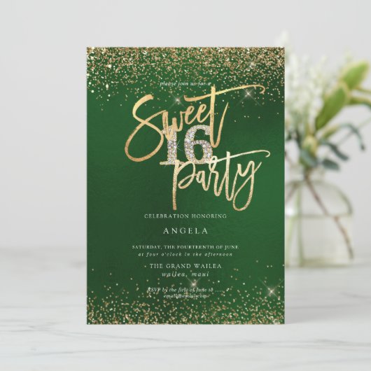 PixDezines Sweet 16 Diamond Glitters Emerald  Kaart (Staand voorkant)