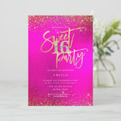 PixDezines Sweet 16 Diamond Glitters Watercolor Kaart (Staand voorkant)