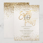 PixDezines Sweet 16 Diamond Pearl Gold Glitter Kaart (Voorkant / Achterkant)