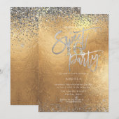 PixDezines Sweet 16 Diamond Silver Glitter Kaart (Voorkant / Achterkant)