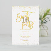 PixDezines Sweet 16 Diamond Silver Gold Folie Uitnodiging (Staand Voorkant)