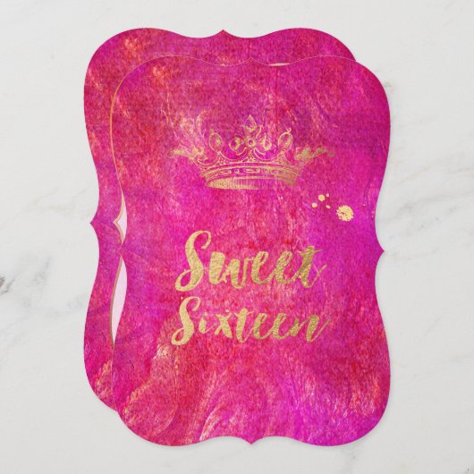 PixDezines Sweet 16, Faux Gold Crown Kaart (Voorkant / Achterkant)