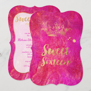 PixDezines Sweet 16, Faux Gold Crown Kaart
