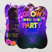 PixDezines Sweet 16, Glow Party/Laser Lights Kaart (Voorkant / Achterkant)