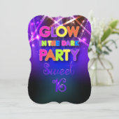 PixDezines Sweet 16, Glow Party/Laser Lights Kaart (Staand voorkant)
