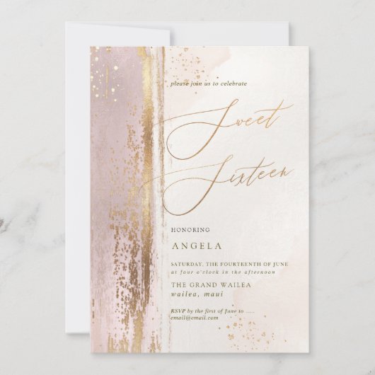 PixDezines Sweet 16 H2 Blush Pink gewassen Kaart (Voorkant)