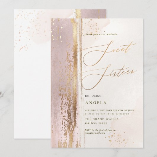 PixDezines Sweet 16 H2 Blush Pink gewassen Kaart (Voorkant / Achterkant)