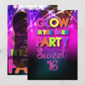 PixDezines Sweet 16, laserverlichting/gloeifeest Kaart (Voorkant / Achterkant)