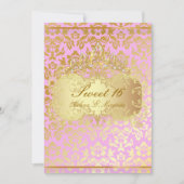 PixDezines SWEET 16/PRINCESS/PINK+GOLD TONE DAMASK Kaart (Voorkant)