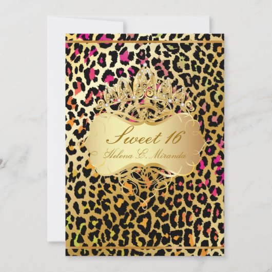 PixDezines Sweet 16/prinses/leopard Kaart (Voorkant)
