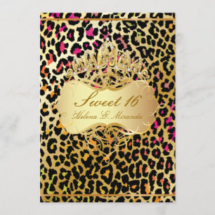 PixDezines Sweet 16/prinses/leopard Kaart