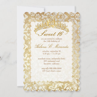 PixDezines Sweet 16/ prinses/parel damast Kaart