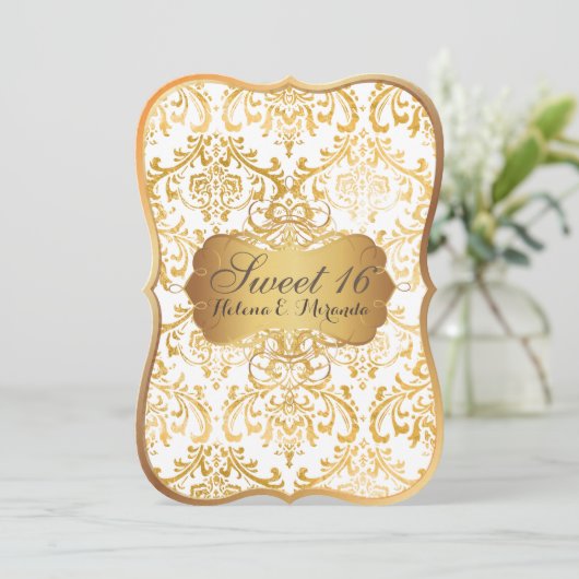 PixDezines Sweet 16/prinses/rossi damast Kaart (Staand voorkant)