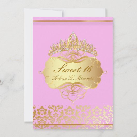 PixDezines Sweet 16/prinses/roze+goudvocht Kaart (Voorkant)