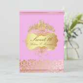 PixDezines Sweet 16/prinses/roze+goudvocht Kaart (Staand voorkant)