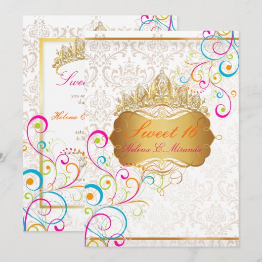 PixDezines Sweet 16/Rainboogstalen/DIY achtergrond Kaart (Voorkant / Achterkant)