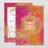 PixDezines SWEET 16, RAINBOW SWIRLS/ROSSI DAMASK Kaart (Voorkant / Achterkant)