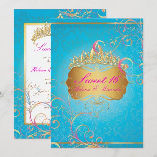 PixDezines Sweet 16/Regenboogzirls Kaart (Voorkant / Achterkant)