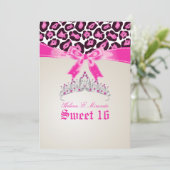 PixDezines Sweet 16/roze jaguar Kaart (Staand voorkant)