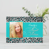 PixDezines sweet 16/teal luipaard Kaart (Staand voorkant)