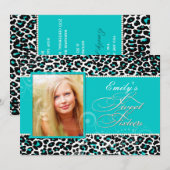 PixDezines sweet 16/teal luipaard Kaart (Voorkant / Achterkant)