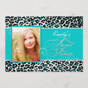 PixDezines sweet 16/teal luipaard Kaart