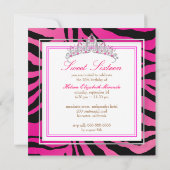 PixDezines SWEET 16/ZEBRA PRINT/HOT PINK Kaart (Achterkant)
