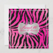 PixDezines SWEET 16/ZEBRA PRINT/HOT PINK Kaart (Voorkant)