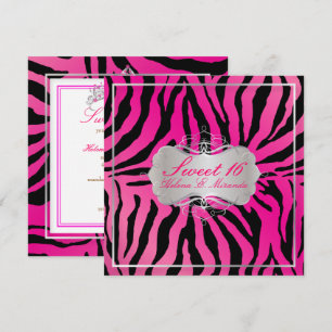 PixDezines SWEET 16/ZEBRA PRINT/HOT PINK Kaart